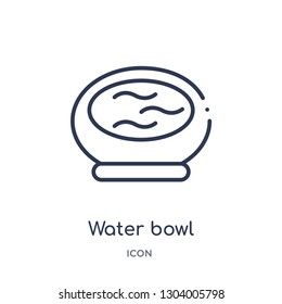 water bowl icon from tools and utensils outline collection. Thin line water bowl icon isolated on white background.