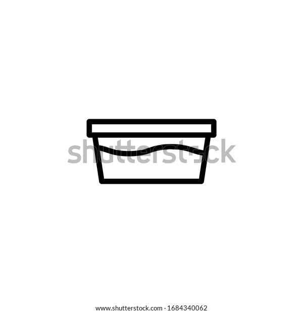 Water Bowl Vector Icon Linear Outline Stock Vector (Royalty Free
