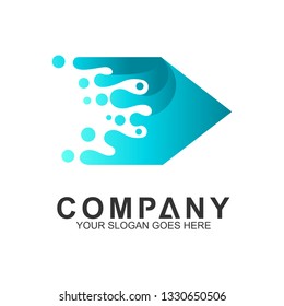 water bubble arrow logo, fast motion vector, delivery service icon, speed arrow, travel and transportation symbol, media tech logo design, abstract arrow business logo template