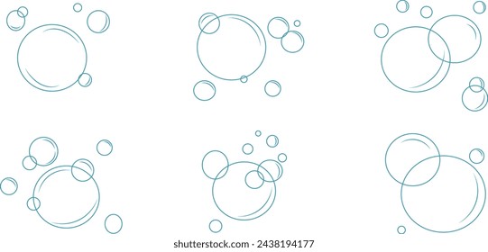 Water bubble doodle. Water drop isolated vector illustration. Freehand drawing, bubbles, drops, splash, water, soap bubbles