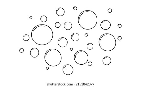 Water bubble doodle. Hand drawn line sketch style bubble sparkle. Water drop isolated vector illustration.