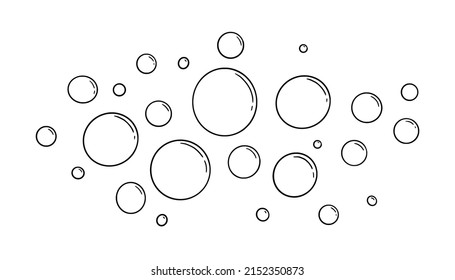 Water bubble doodle. Hand drawn line sketch style bubble sparkle. Water drop isolated vector illustration.