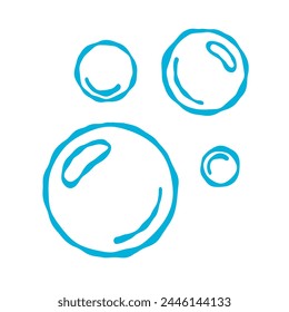 Water bubble doodle. water bubble illustration with hand drawn doodle cartoon style vector, Oxygen bubbles in water.Vector illustration