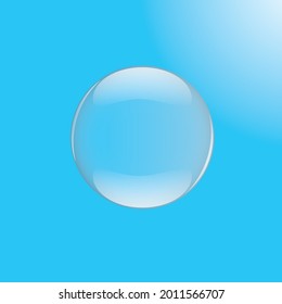 Water bubble isolated on blue background. Vector illustration