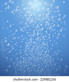 Water bubble on blue background 