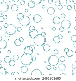 
Water bubble pattern. Hand drawn line sketch style bubble sparkle. Water drop isolated vector illustration.