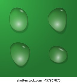 Water bubble set on green background. Vector illustration