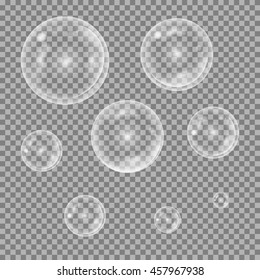 Water bubble set on transparent background. Vector illustration