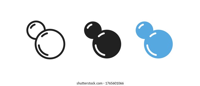 Water bubble, simple line icon set. Soap foam concept illustration in vector flat style.