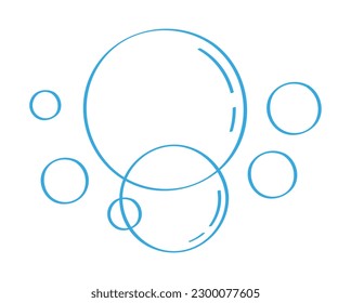 Water bubble vector in doodle style. Foam drop, fizz or soda in line style. Bubbles hand drawn illustration. Line water drops in sketch style. 
