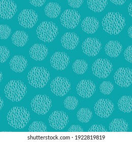 Water bubble vector pattern background. Abstract circles within circular shapes soap or pop drink bubbles. Transparent effect irregular random layout on aqua blue backdrop. Fun all over print.