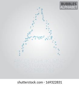 Water Bubbles Alphabet and Numbers Vector