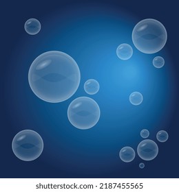 Water bubbles with blue gradient background vector