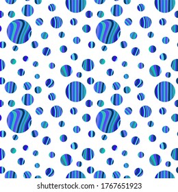 Water bubbles cutout pattern of vertically flowing blue lines. Vector seamless pattern design for textile, fashion, paper and wrapping