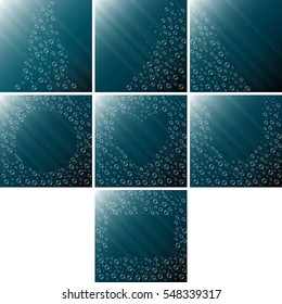 Water bubbles. Water drops on glass. Set of abstract  background geometrical ornament pattern with water drops. Vector illustration.