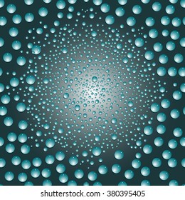 Water bubbles. Water drops in space. Abstract  Seamless  background geometrical ornament pattern with water drops.  Vector illustration.