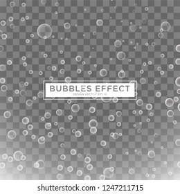 water bubbles effect template with realistic design and transparency texture background design vector eps 10