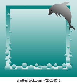 Water bubbles frame with dolphin