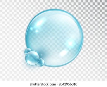 Water bubbles Isolated on checkered background. Transparent Realistic Soap Bubbles. Can be used with any background