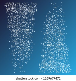 Water bubbles on blue background - fizzing air bubble stream template. Vector illustration.