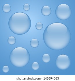 water bubbles on the blue background