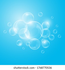 Water bubbles on blue background
