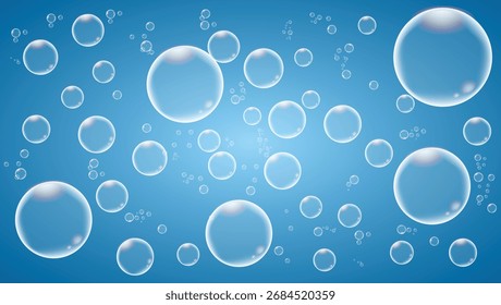 bolhas de água no fundo azul