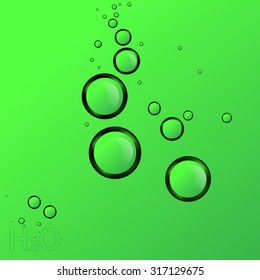 water bubbles on the green background