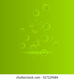 water bubbles on the green background vector illustration for design