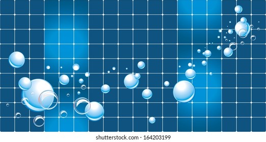 Water bubbles on the mosaic background. Vector