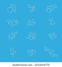 Water Bubbles Outline Illustration Vector Set