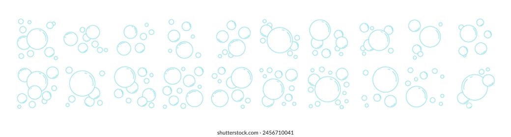 Water Bubbles Outline Illustration Vector Set