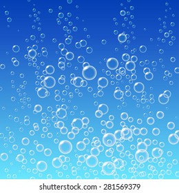 Water Bubbles Pattern On Blue Background. 