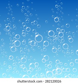 Water Bubbles Pattern On Blue Background. Vector Illustration.