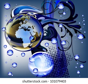 Water, Bubbles, Rain. Vector template of the brochure. Background for the company. EPS 10
