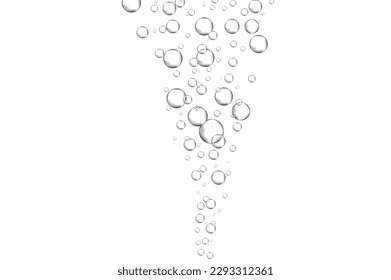 Water bubbles set isolated on white background. Air water bubbles for soda effect, transparent backdrop, icon design, champagne bubbles, texture and wallpaper. Water drops pattern, vector illustration