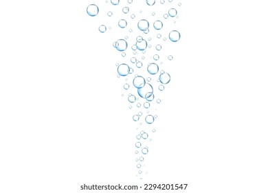 Water bubbles set isolated on white background. Air water bubbles for soda effect, transparent backdrop, icon design, champagne bubbles, texture and wallpaper. Water drops pattern, vector illustration