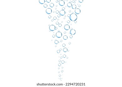 Water bubbles set isolated on white background. Air water bubbles for soda effect, transparent backdrop, icon design, champagne bubbles, texture and wallpaper. Water drops pattern, vector illustration