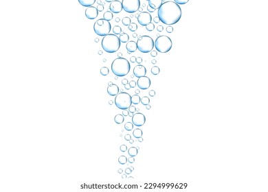 Water bubbles set isolated on white background. Air water bubbles for soda effect, transparent backdrop, icon design, champagne bubbles, texture and wallpaper. Water drops pattern, vector illustration
