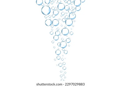 Water bubbles set isolated on white background. Air water bubbles for soda effect, transparent backdrop, icon design, champagne bubbles, texture and wallpaper. Water drops pattern, vector illustration