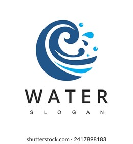 Water with Bubbles for Soap Wash Laundry Logo or Sea Ocean Rolling Waves for Beach Vacation or Surf Logo Design