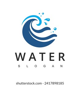 Water with Bubbles for Soap Wash Laundry Logo or Sea Ocean Rolling Waves for Beach Vacation or Surf Logo Design