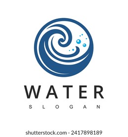 Water with Bubbles for Soap Wash Laundry Logo or Sea Ocean Rolling Waves for Beach Vacation or Surf Logo Design