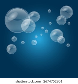 Bolhas de água salpicos, quadro de espuma de sabão em fundo gradiente, ilustração vetorial