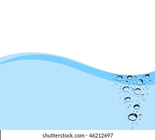 Water bubbles in a stream on a blue card; clip-art