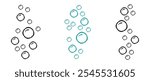 Water bubbles. Vector illustration of soap bubbles with different patterns. Champagne gas balloons in linear style