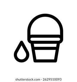 Water bucket. Editable stroke vector icon.