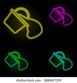 Water bucket, firefighter neon color set icon. Simple thin line, outline vector of firefighter icons for ui and ux, website or mobile application