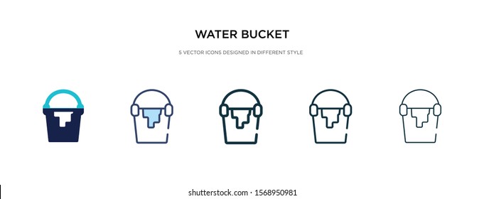 water bucket icon in different style vector illustration. two colored and black water bucket vector icons designed in filled, outline, line and stroke style can be used for web, mobile, ui