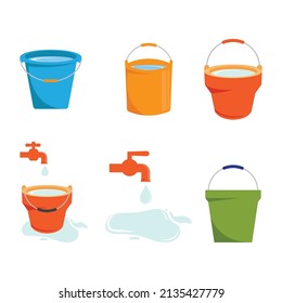 Diseño plano de icono de cubo de agua
